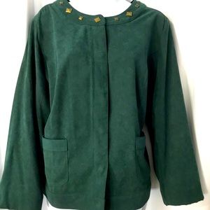 Sag Harbor Green Faux Suede Jacket w Stud Detail L